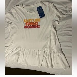 Life is Good Women's White Graphic Tee - Easy Like Sunday Morning - Size XXL NWT